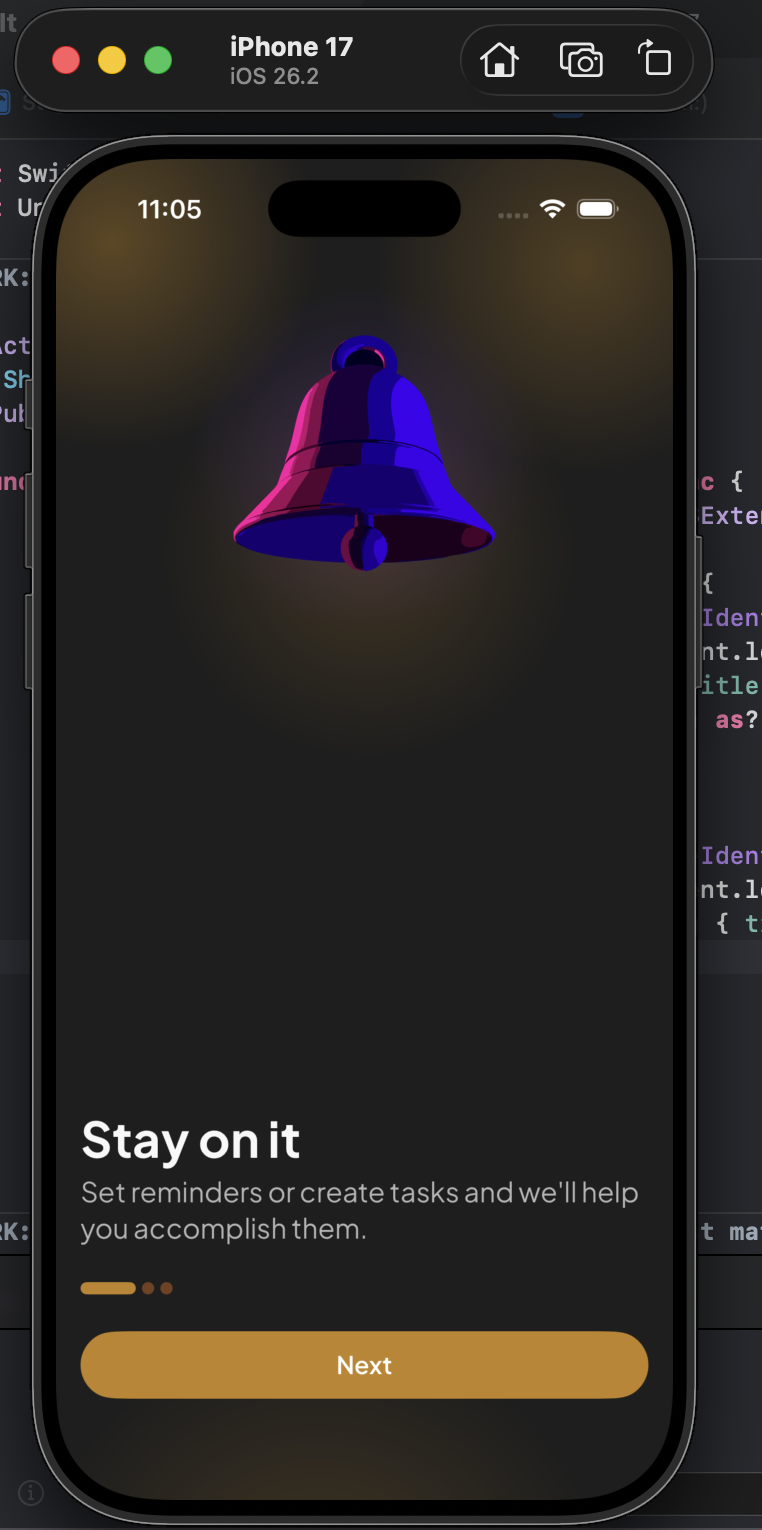 Finished app running in iPhone simulator